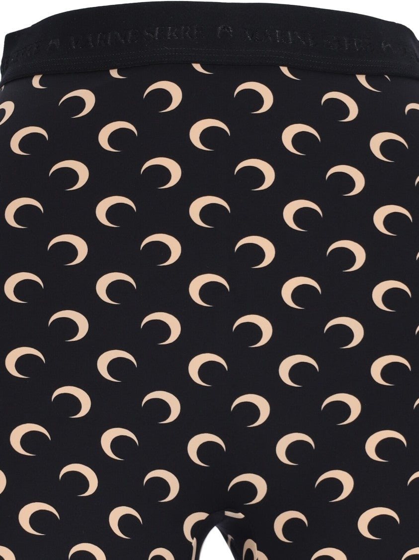 Marine Serre Black High-Waisted Moon Logo Stretch Shorts