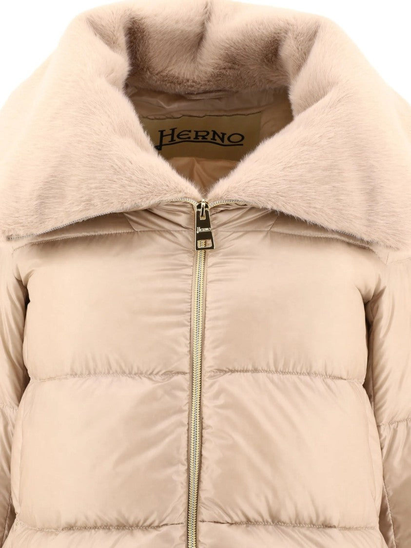 Herno Quilted Faux Fur Collar Down Jacket