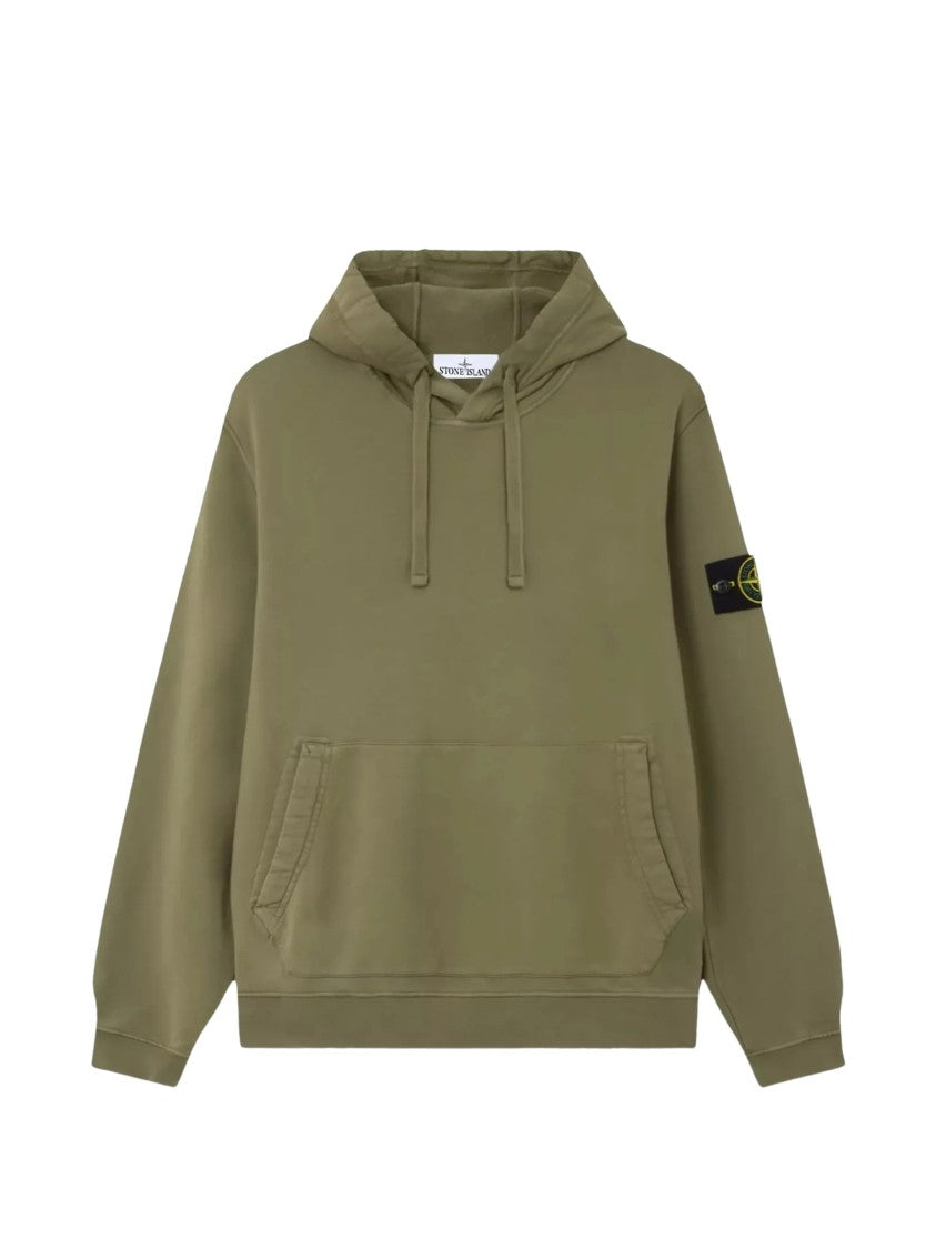 Stone Island Organic Cotton Fleece Hoodie With Drawstring Hood