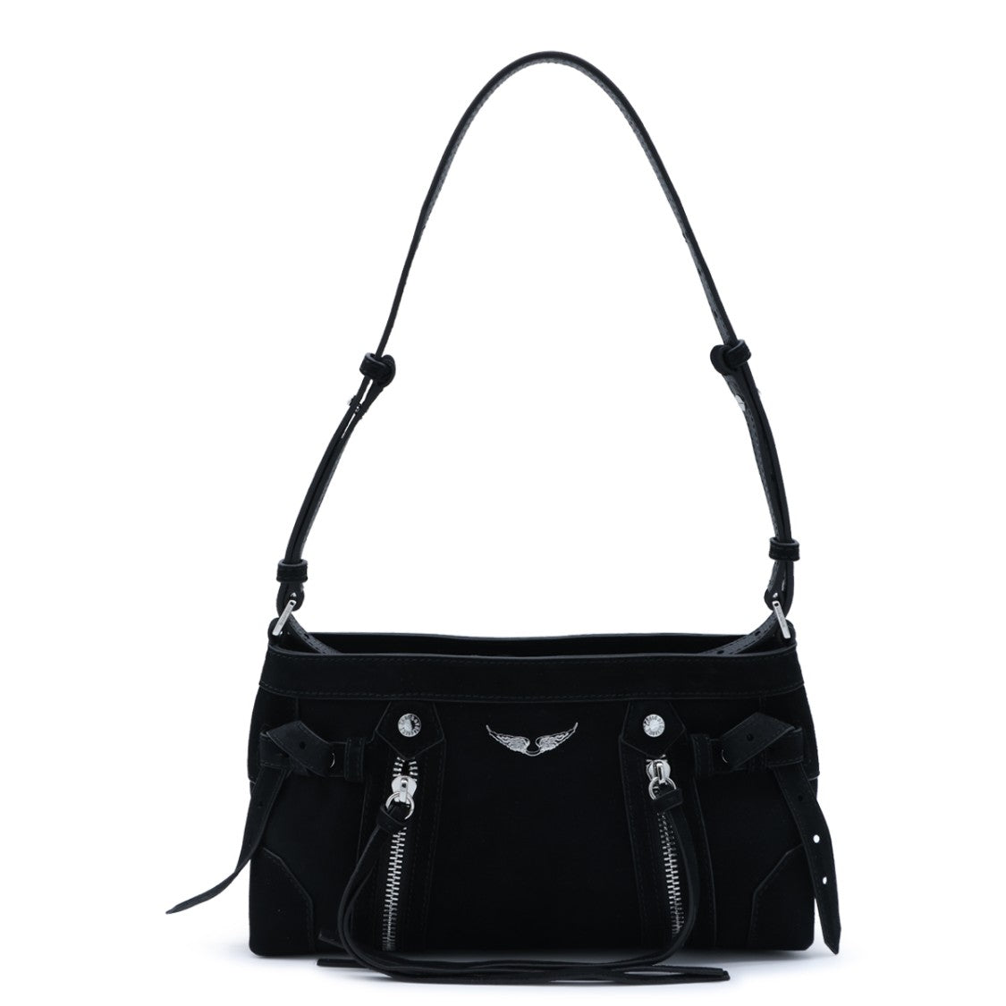 Zadig & Voltaire Black Madison Mini Silver Hardware Suede Shoulder Bag