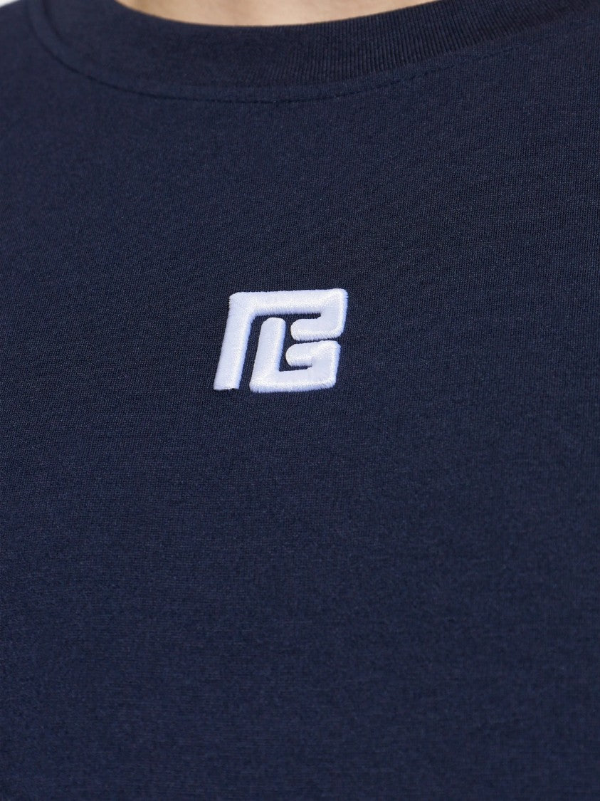 Balmain Blue Loose Ss Relaxed Logo T-Shirt