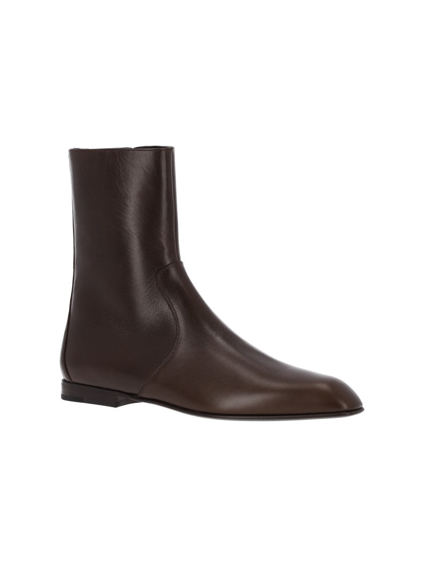 Khaite Brown Calfskin Colt Ankle Boots