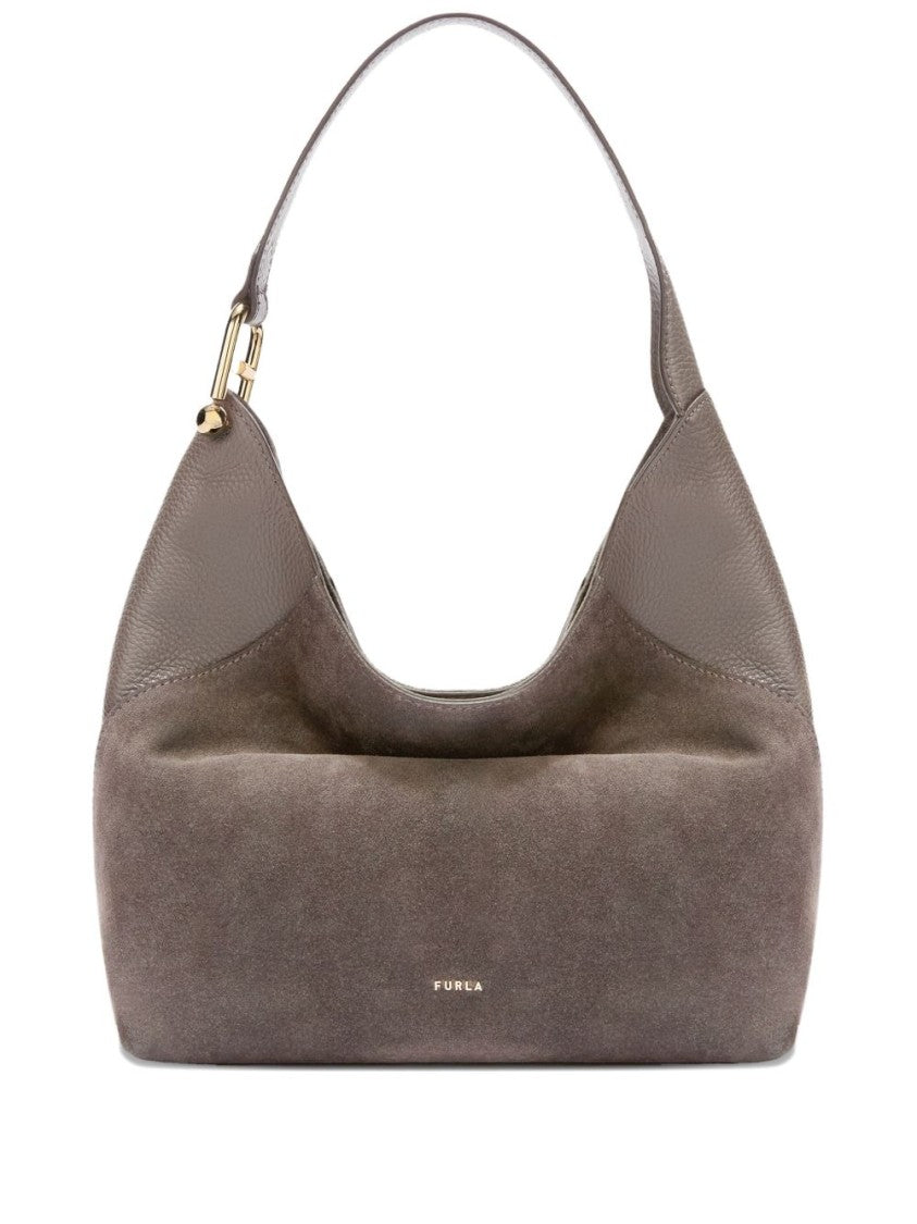Furla Slouchy Leather Suede Shoulder Bag