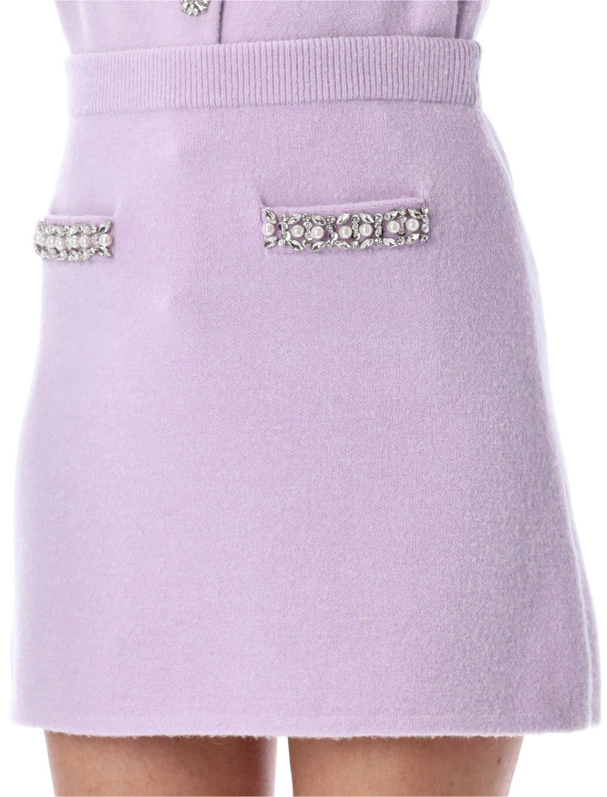 Self-Portrait Mini Skirt Knit + Crystal