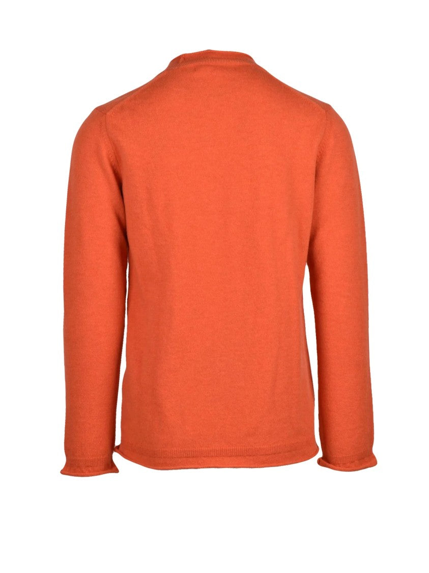 Comme Des Garçons Orange Crewneck Knit Sweater With Subtle Ribbed Details