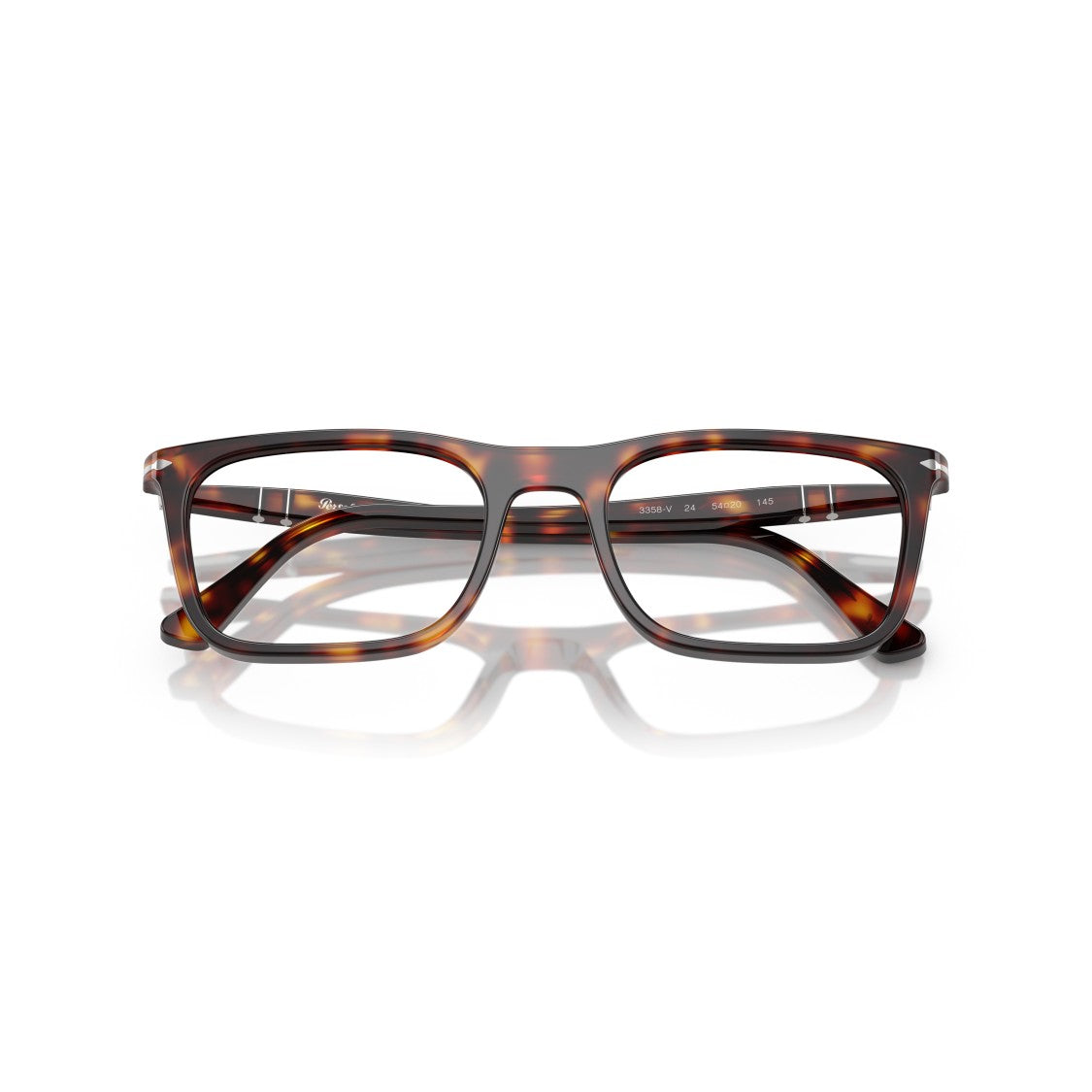 Persol 0Po3358v Rectangular Tortoiseshell Eyeglasses With Metallic Accents