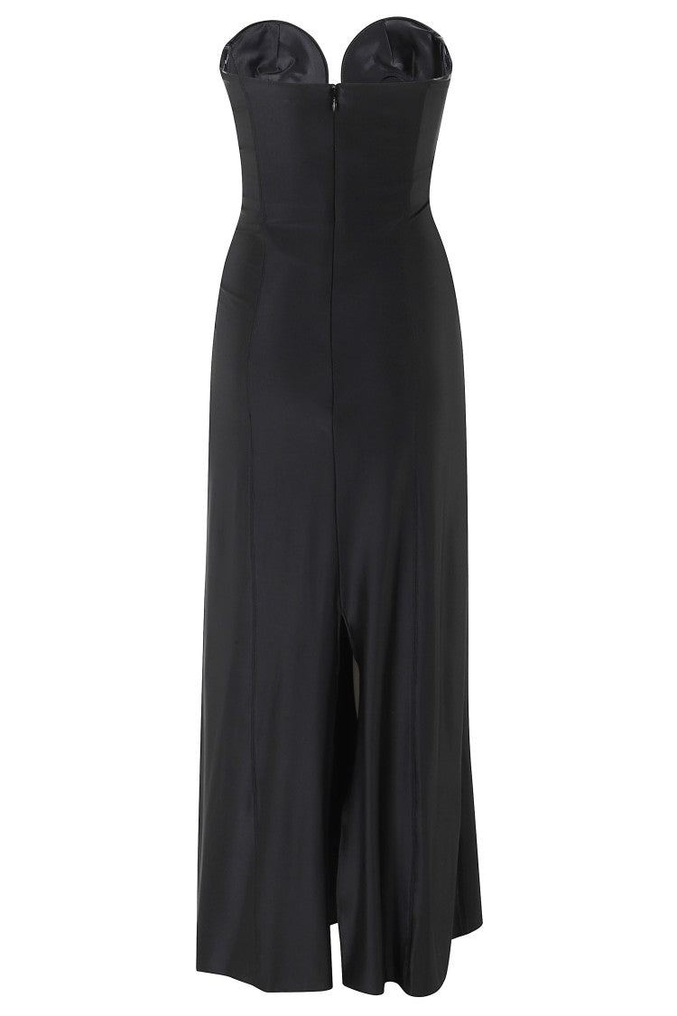 Rabanne Black Bustier Sweetheart Viscose Midi Dress