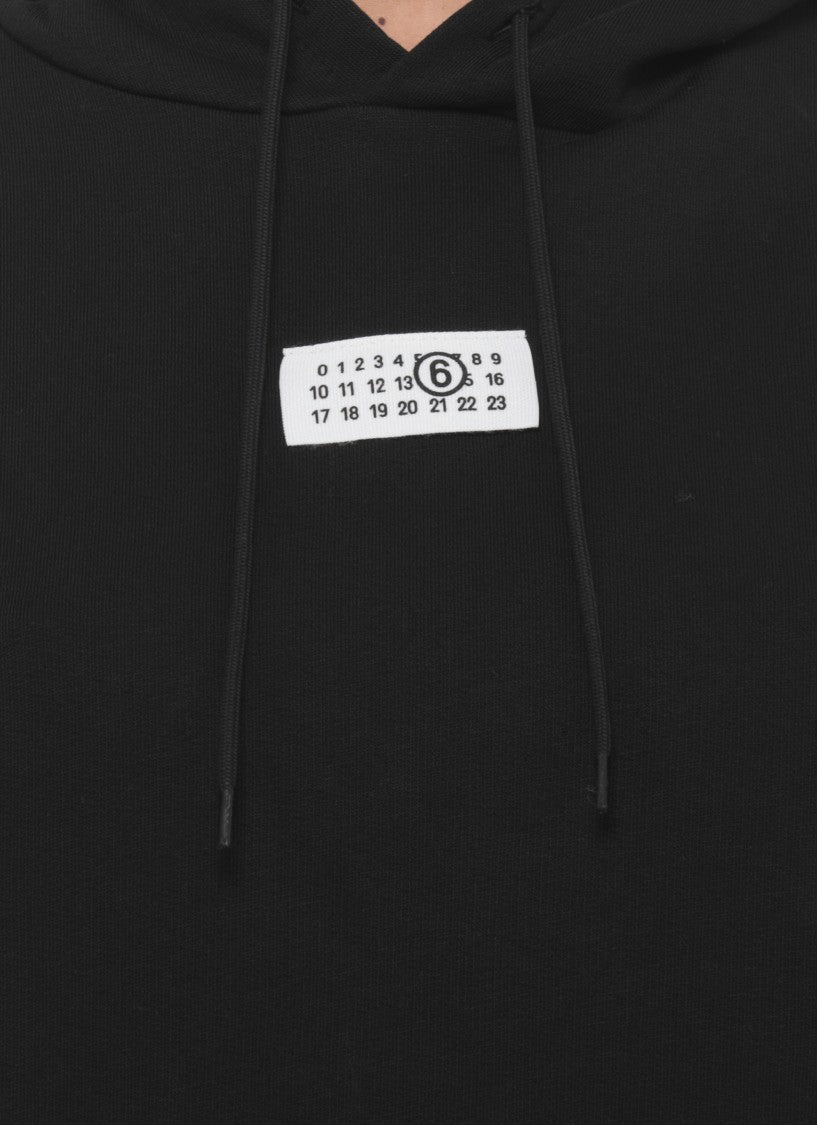 Mm6 By Maison Margiela Black Logoed Cotton Hoodie