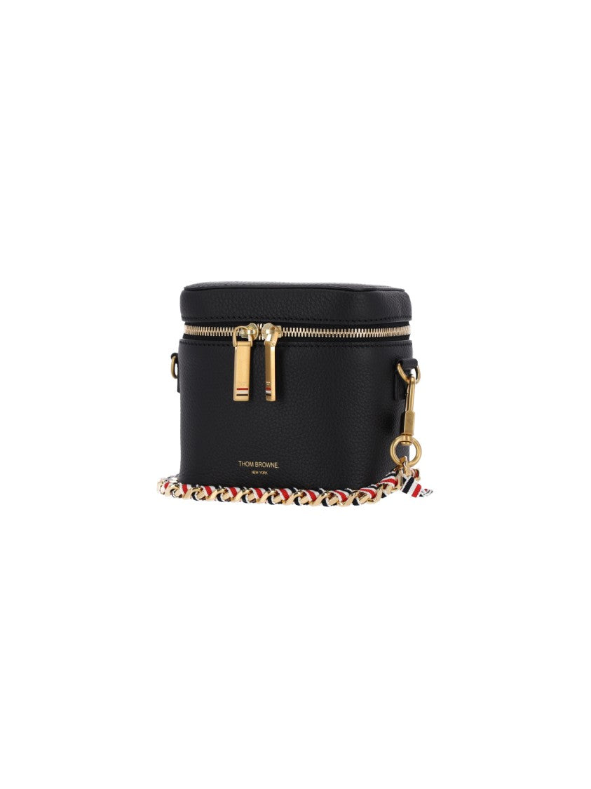 Thom Browne Black Pebbled Leather Adjustable Strap Pouch