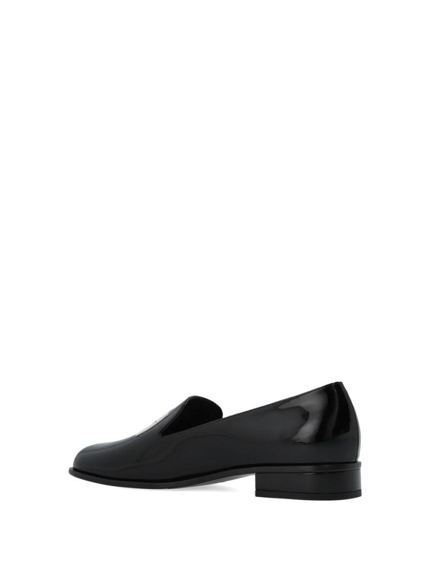 Givenchy Black Patent Leather Square Toe Flats