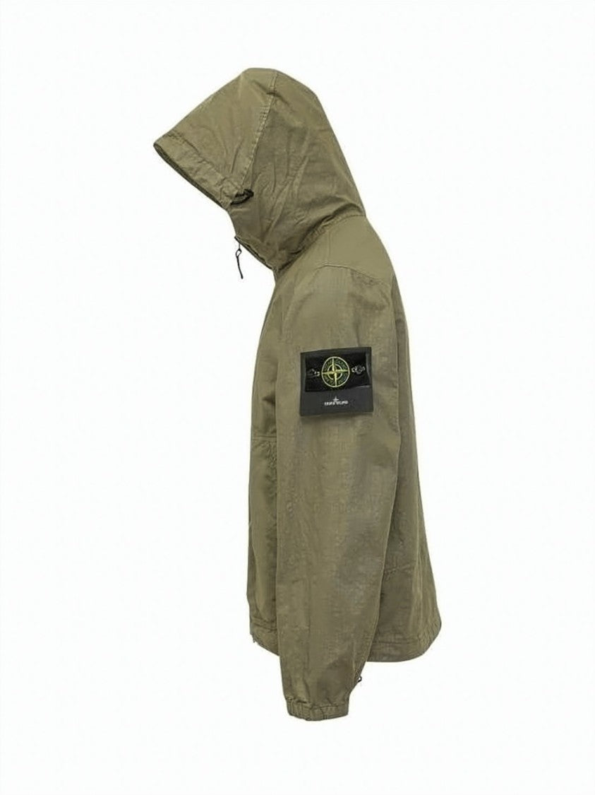 Stone Island Matte Finish Casual Jacket With Adjustable Hood