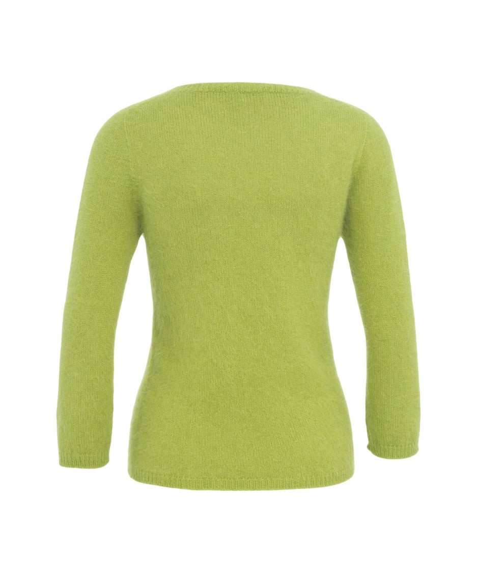 Roberto Collina Light Green Wool Blend Sweater With Classic Round Neckline