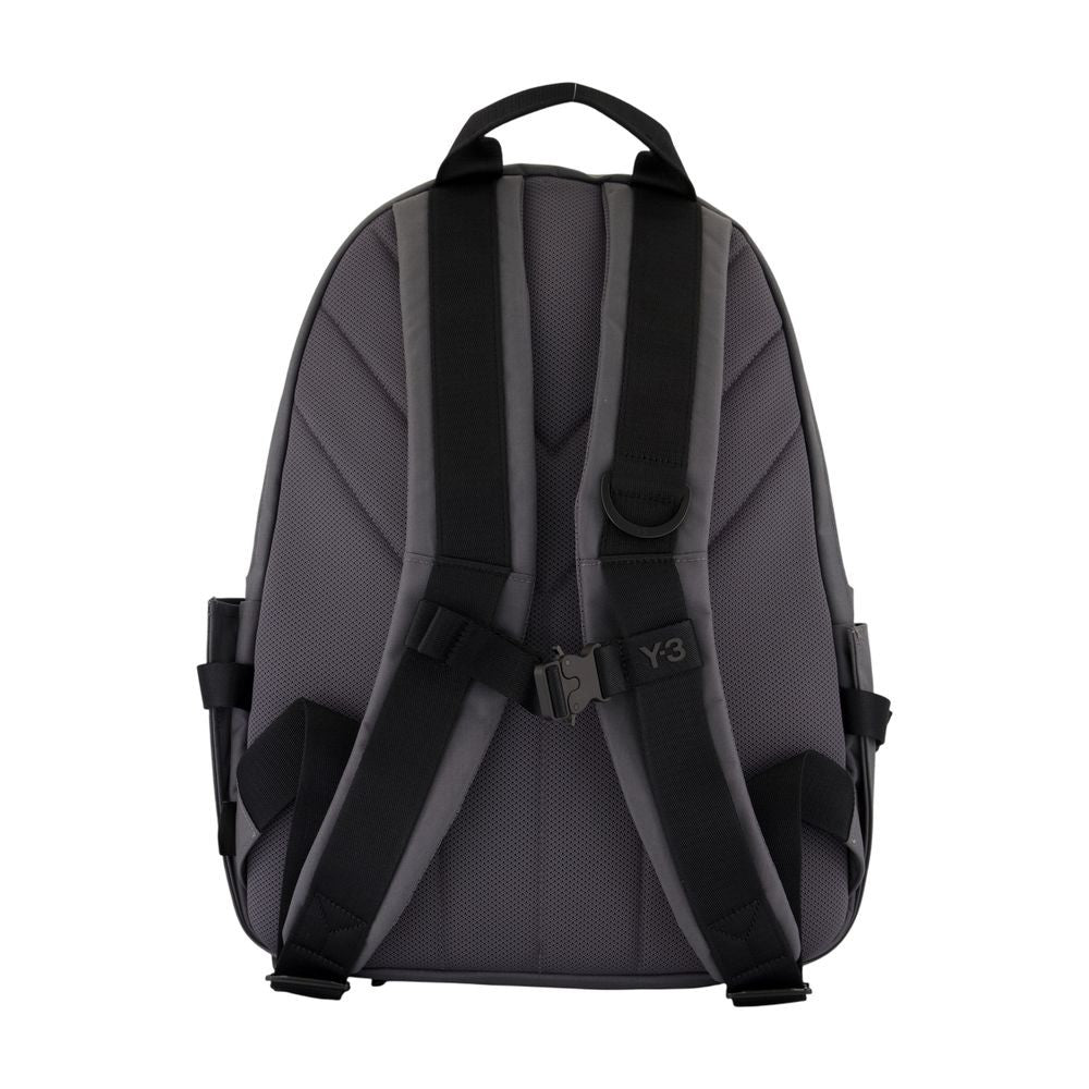 Y-3 Grey Minimalist Backpack With Adjustable Shoulder Straps