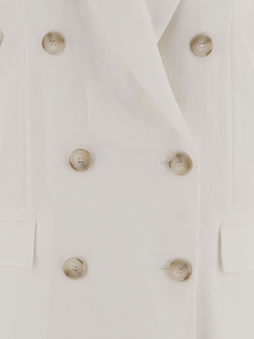 F.It Double-Breasted Viscose And Linen Jacket