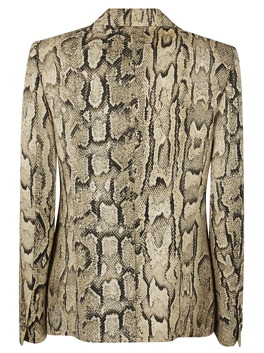 Dries Van Noten Snake Print Jacket In Neutral Palette