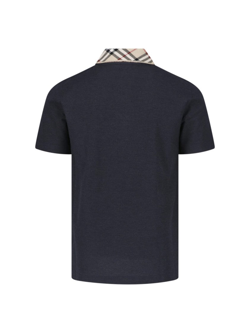 Burberry Dark Gray Cotton Check Polo Shirt