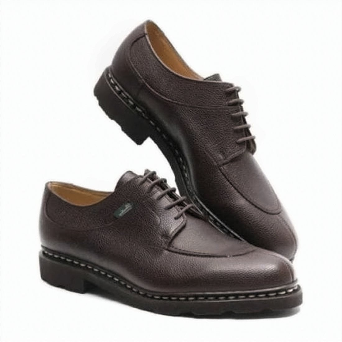 Paraboot Textured Brown Calf Leather Loafers With Lace-Up Design