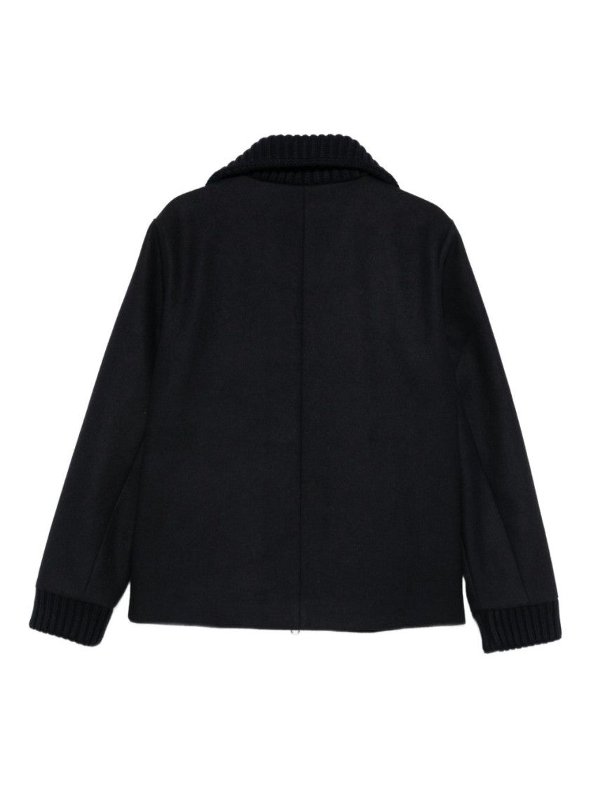 Daniele Alessandrini Minimalist Black Jacket With Front Zipper And Quilted Lining