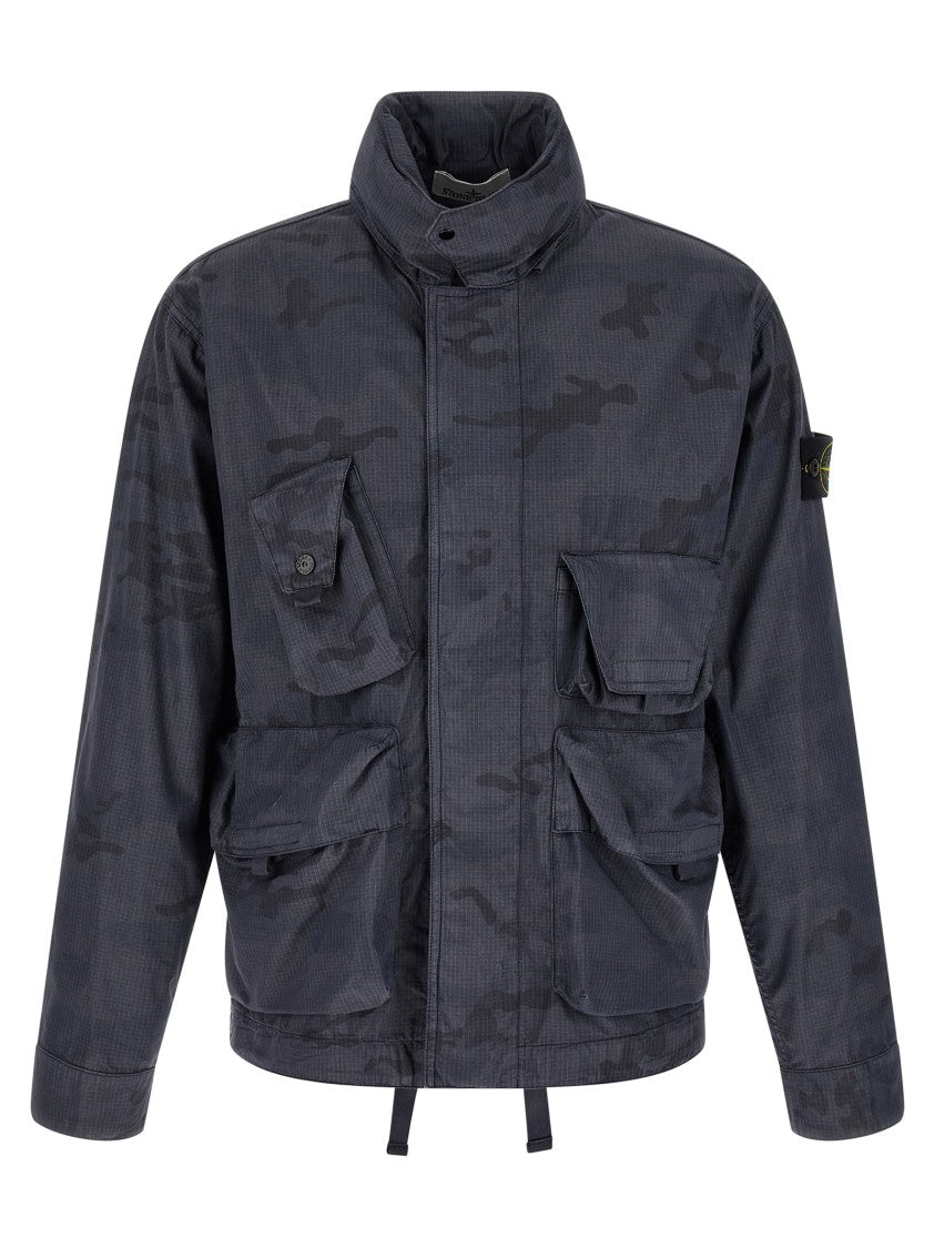Stone Island Multi-Pocket Camouflage Utility Jacket In Ripstop Nylon