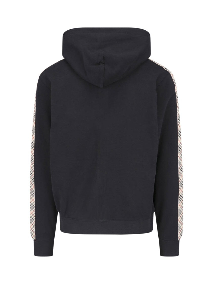 Burberry Black Check Cotton Zip Hoodie