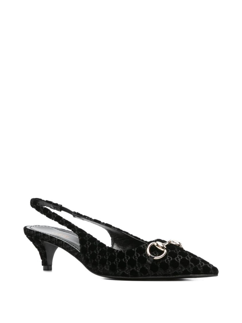 Gucci Pointed-Toe Slingback Sandals With Metallic Horsebit Detail