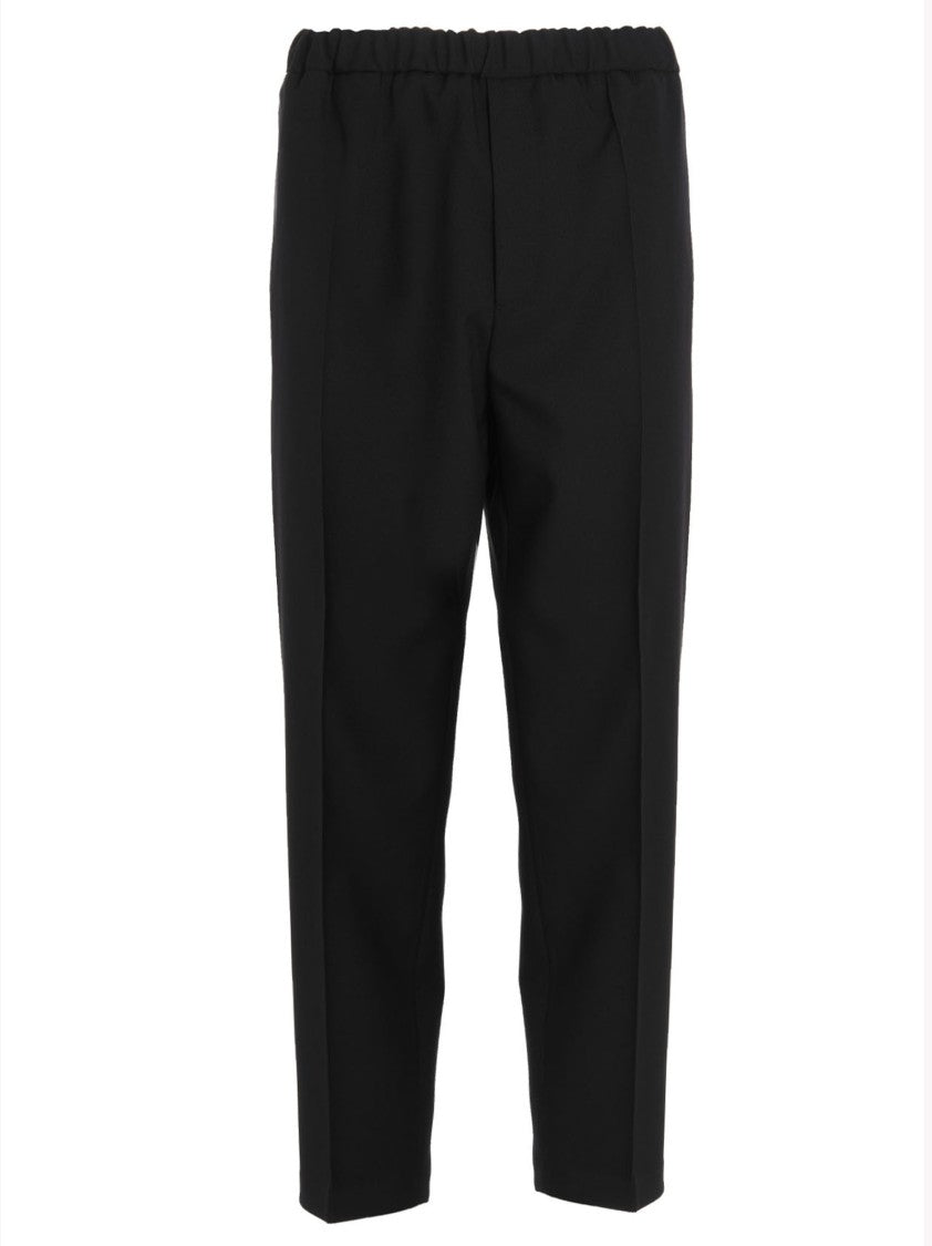 Jil Sander Black Gabardine Trousers With Adjustable Waist And Practical Pockets