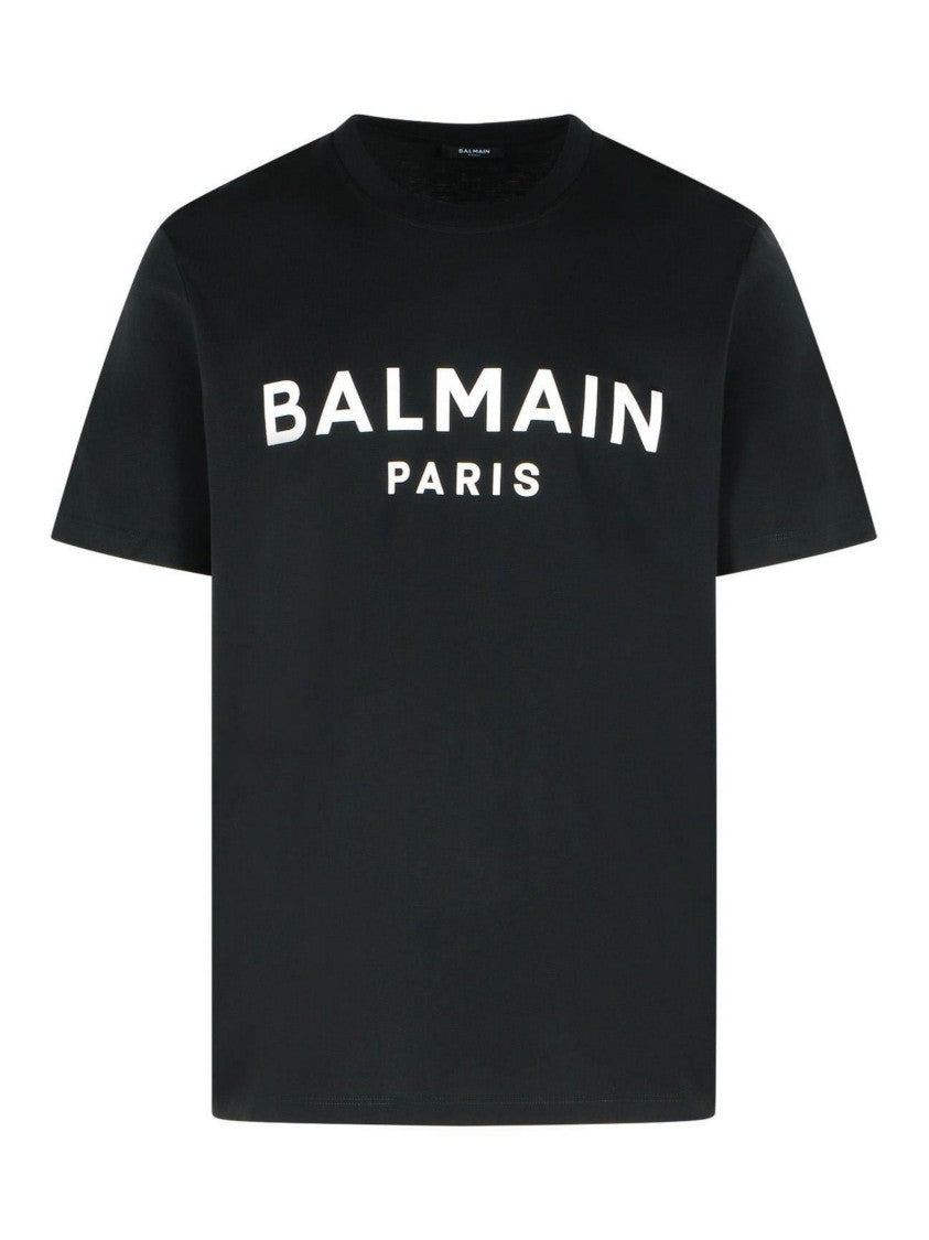 Balmain Black Bold Typography Cotton T-Shirt