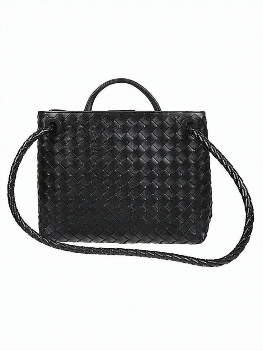 Bottega Veneta Medium Woven Lambskin Shoulder Bag With Gold-Tone Clasp