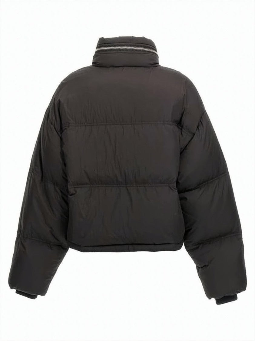 Ami Paris Cropped Down Puffer Jacket With High Collar And Boxy Silhouette