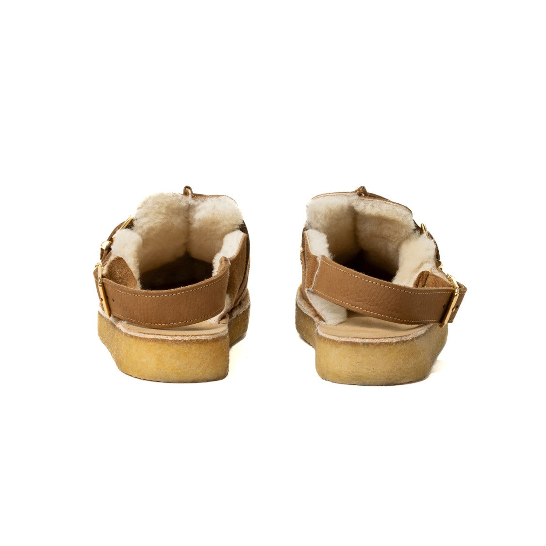 Clarks Caramel Brown Suede Trek Mule Sling With Faux-Shearling Lining