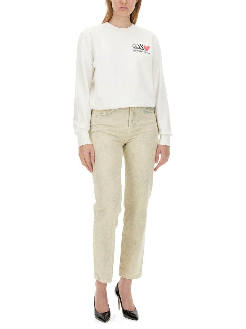 Moschino White Sweatshirt With Eye-Catching Logo Design