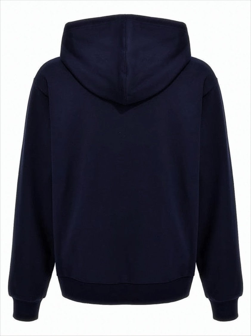 Marni Navy Blue Hoodie With Drawstring Hood And Logo Detail