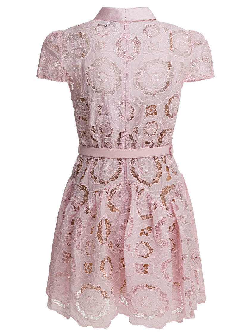 Self-Portrait Floral Lace Flared Dress