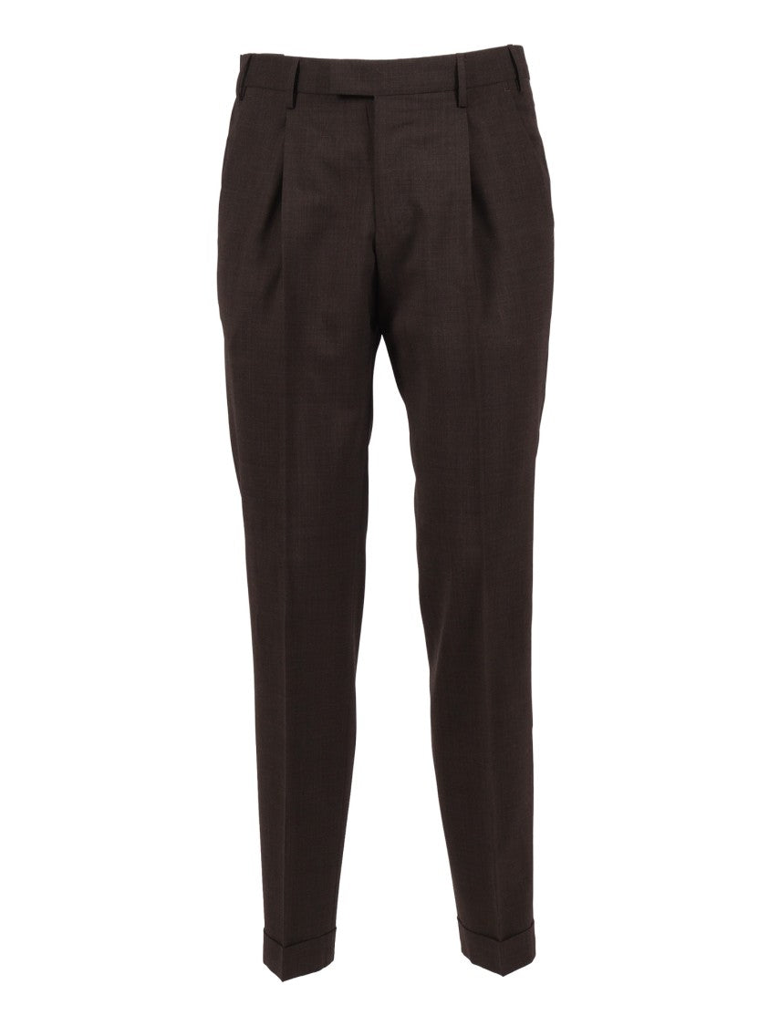 Pt01 Brown Master Flap Straight-Leg Pants
