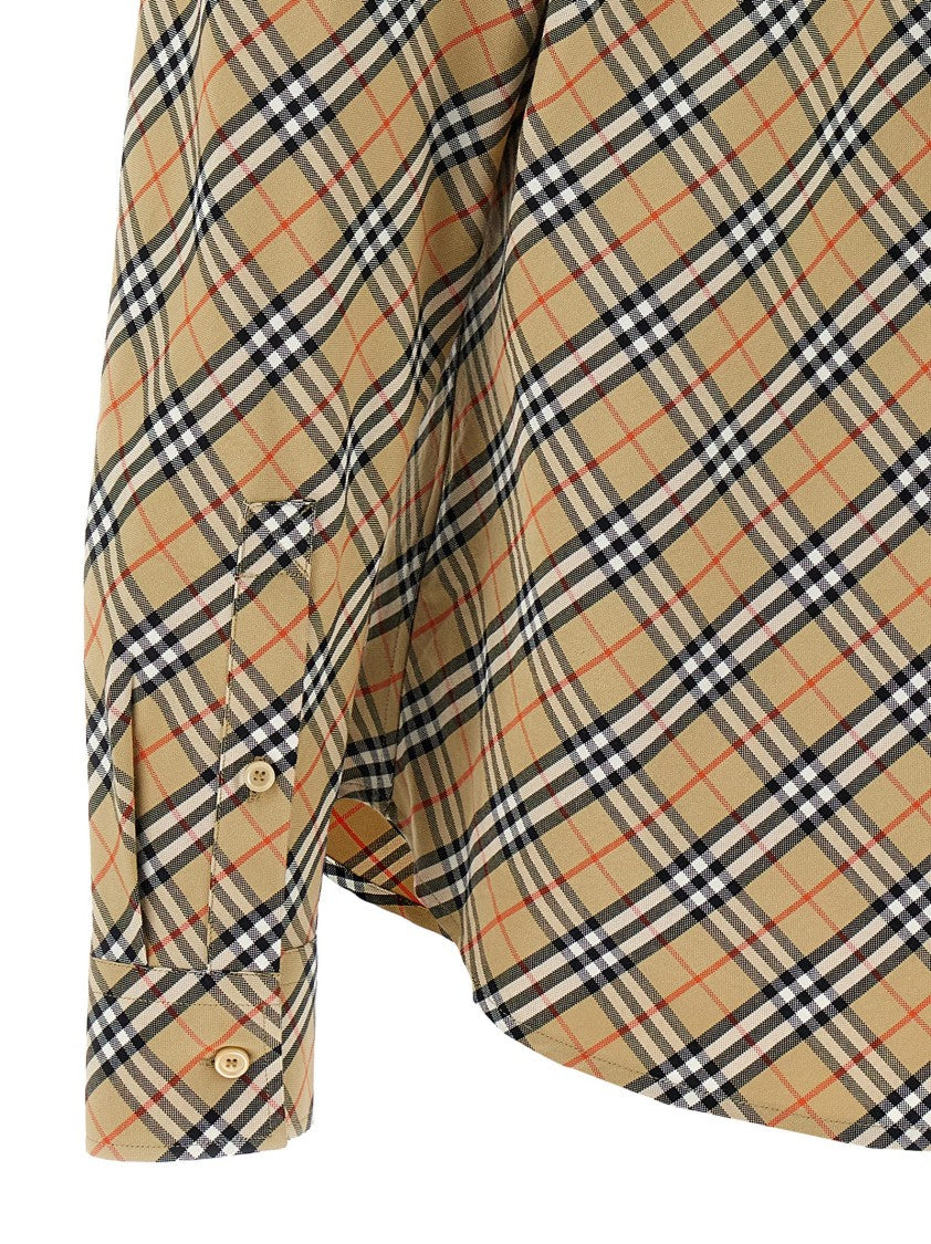Burberry Check Print Cotton Shirt With Logo Embroidery