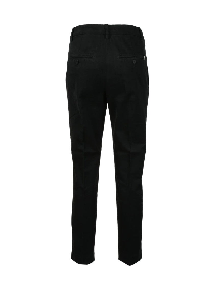 Dondup Black Stretch Cotton Straight-Leg Pants