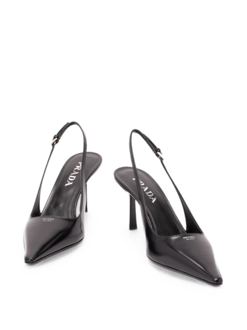 Prada Black Pointed-Toe Slingback Pumps