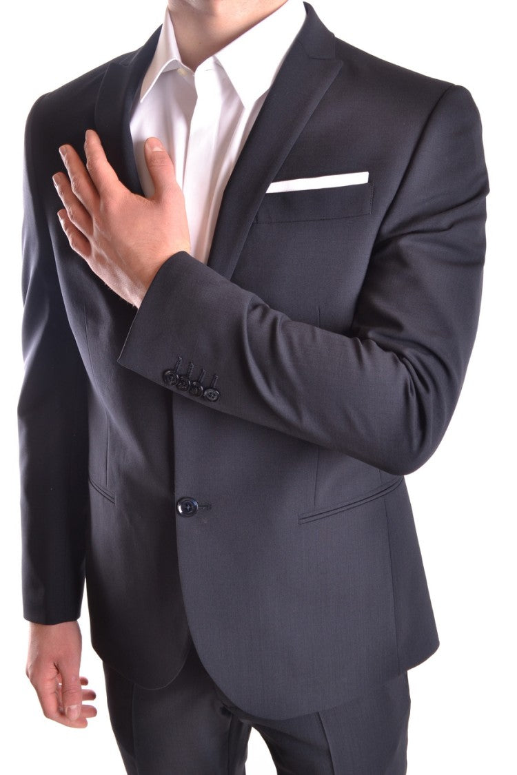 Daniele Alessandrini Tailored Dark Blue Jacket With Notch Lapels