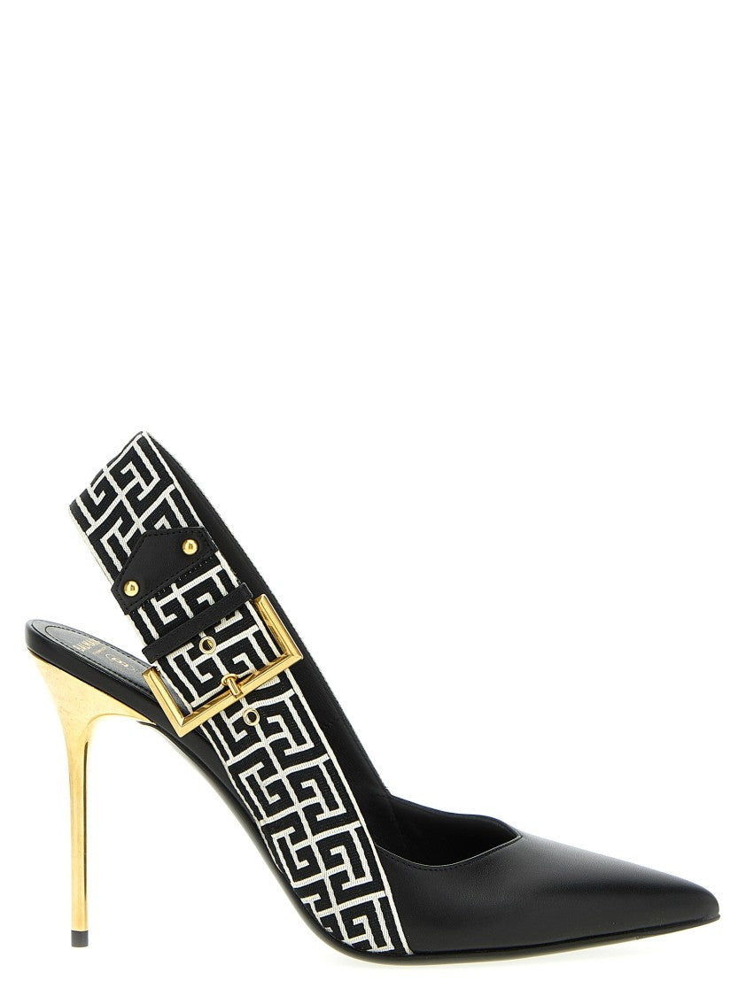 Balmain Ruby Leather Slingbacks With Logo Strap
