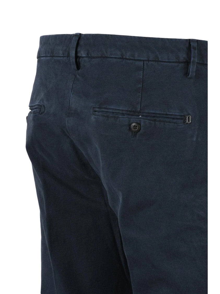 Dondup Blue Spiritissimo Tailored Cotton-Linen Blend Trousers