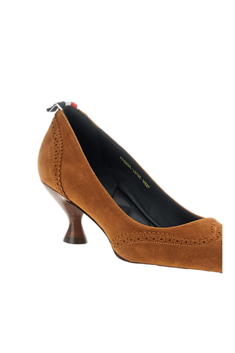 Thom Browne Wingtip Brogue Pump In Premium Velukid Suede