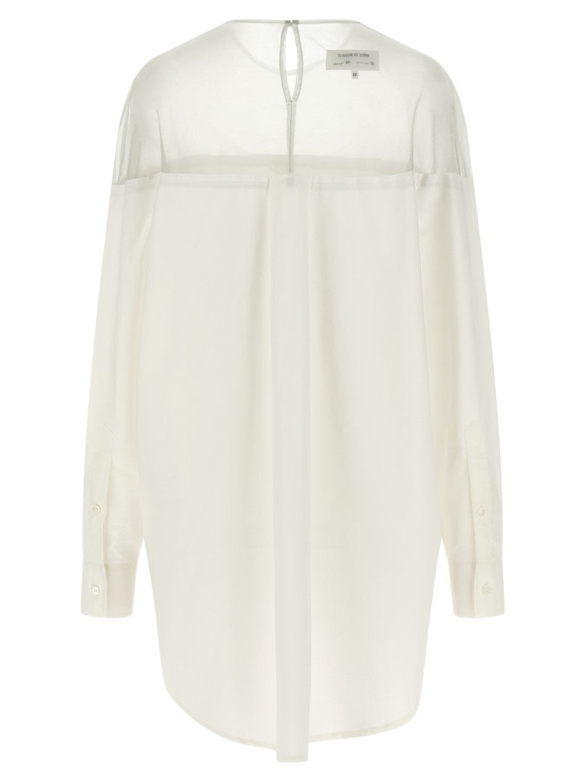 Mm6 By Maison Margiela Semi-Transparent Tulle Insert Cotton Poplin Shirt
