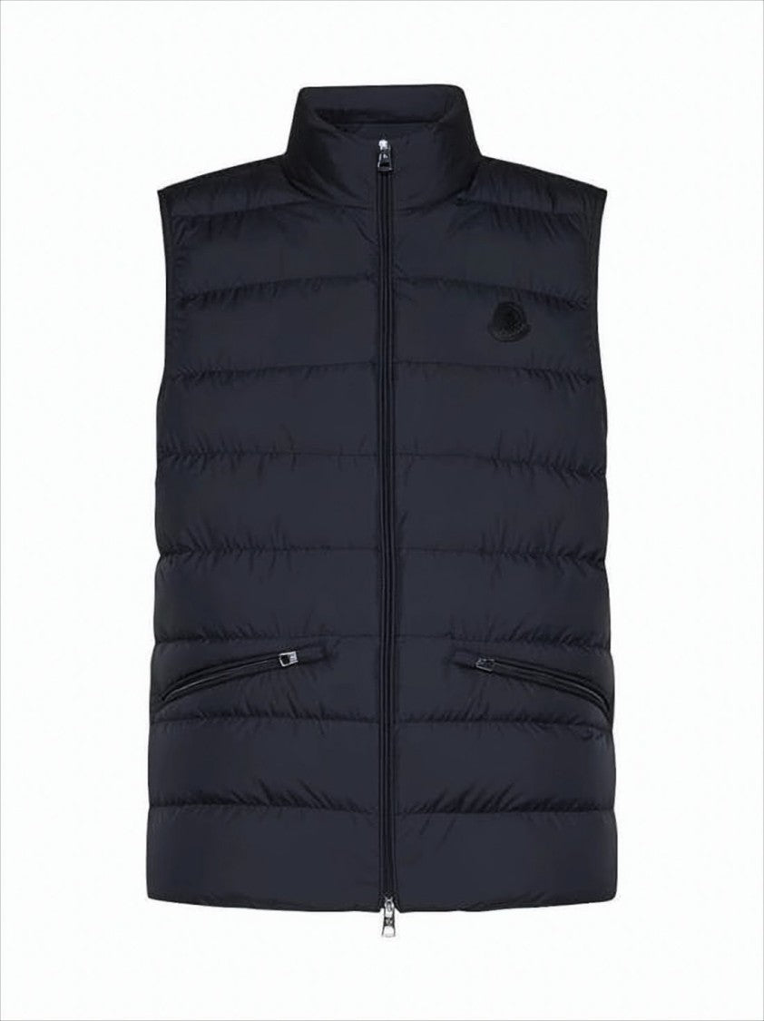 Moncler Quilted Black Vest With High Collar
