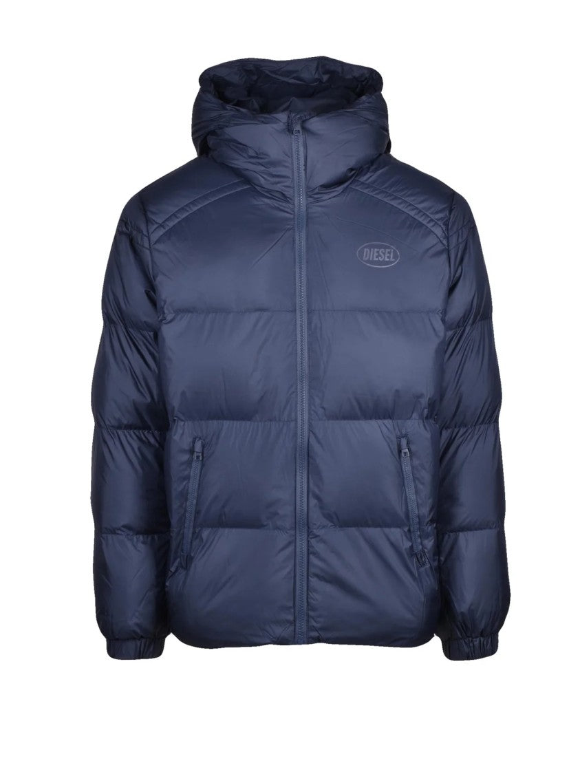 Diesel Blue Polyester Padded Down Jacket