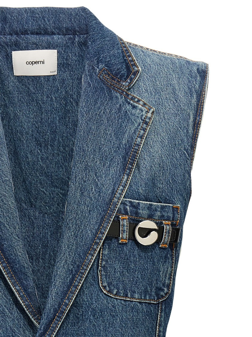 Coperni Delavé Cotton Denim Vest With Strap Detail
