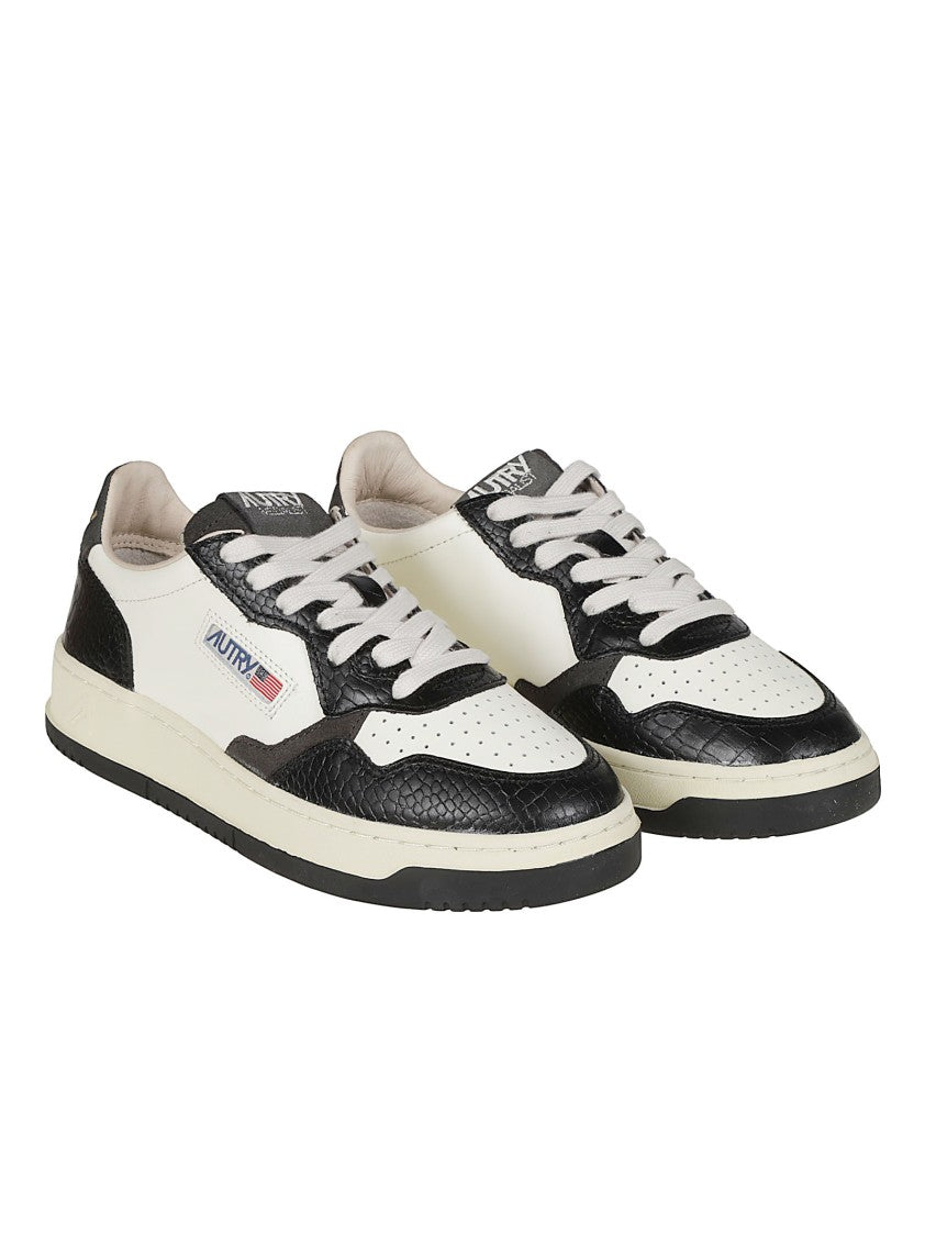 Autry Medalist Low Crocodile-Embossed Cow Leather Sneakers