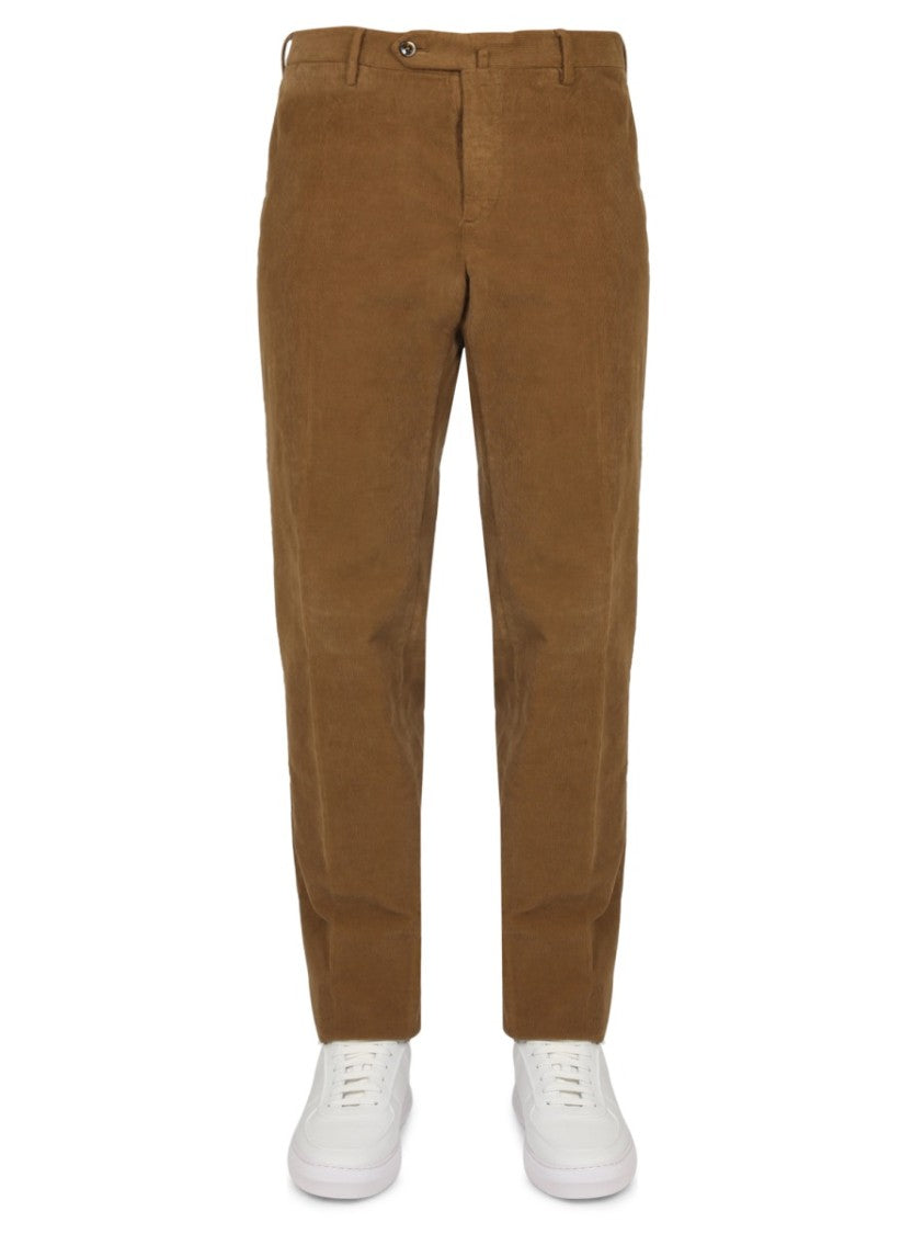Pt Torino Slim Fit Tailored Pants With Button