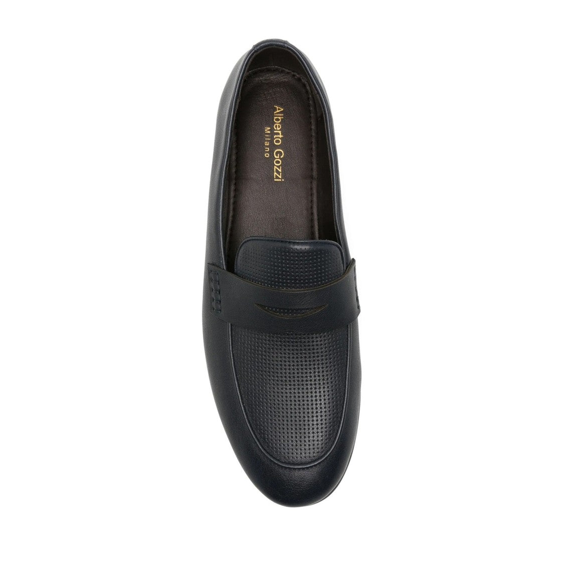 Alberto Gozzi Blue Perforated Vamp Leather Flats