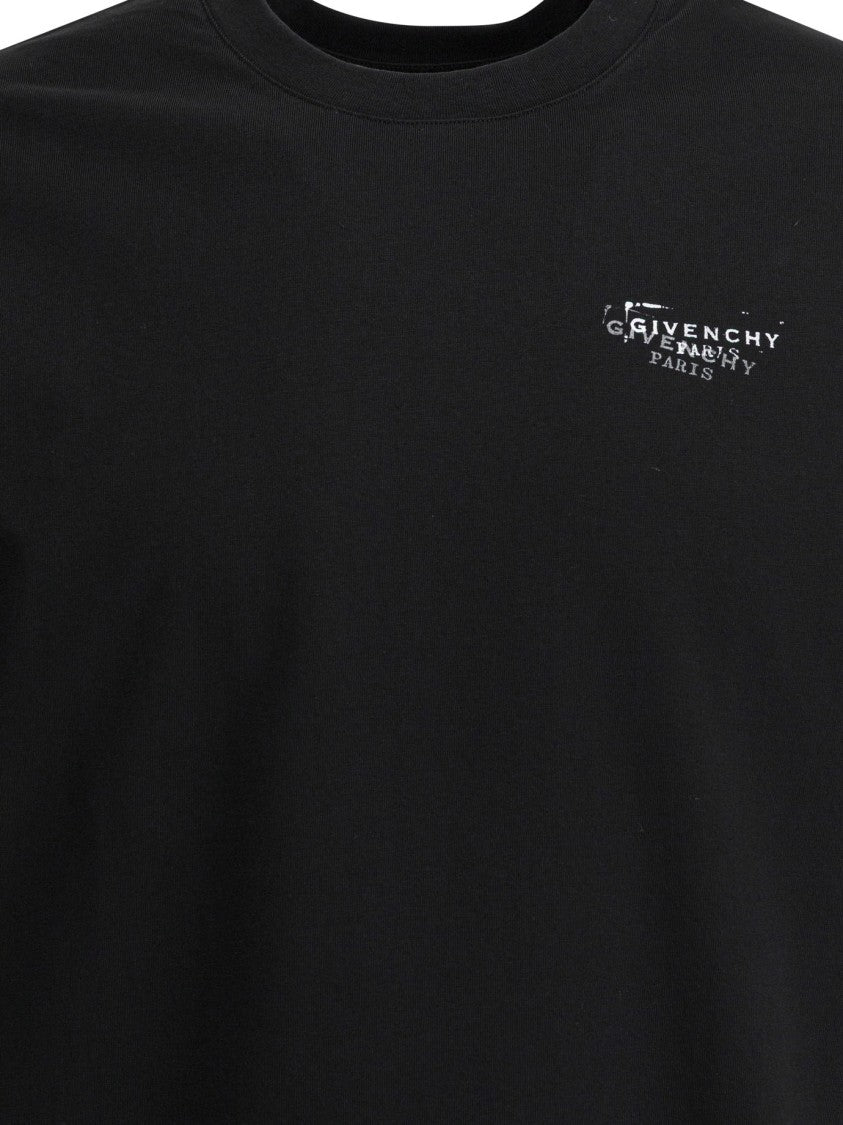 Givenchy Cotton T-Shirt With Distressed Logo