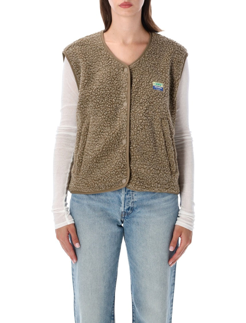 American Vintage Hok Town Pile Textured Fabric V-Neck Gilet